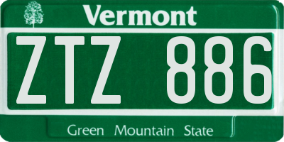 VT license plate ZTZ886