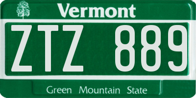 VT license plate ZTZ889