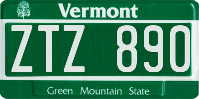 VT license plate ZTZ890
