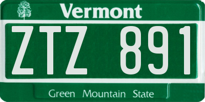 VT license plate ZTZ891