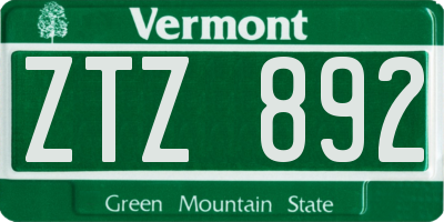 VT license plate ZTZ892