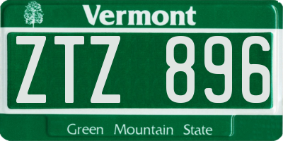 VT license plate ZTZ896