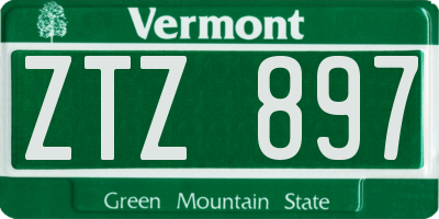 VT license plate ZTZ897
