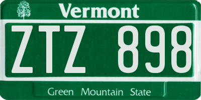 VT license plate ZTZ898