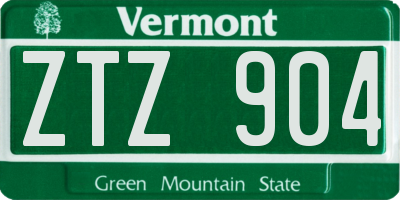 VT license plate ZTZ904