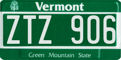 VT license plate ZTZ906
