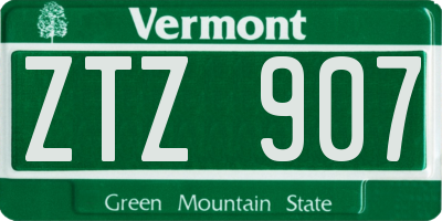 VT license plate ZTZ907