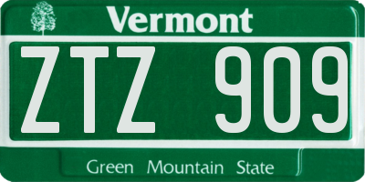 VT license plate ZTZ909