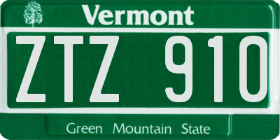 VT license plate ZTZ910
