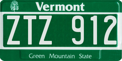 VT license plate ZTZ912