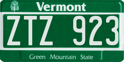 VT license plate ZTZ923