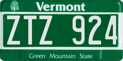 VT license plate ZTZ924