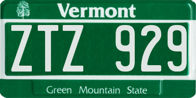 VT license plate ZTZ929