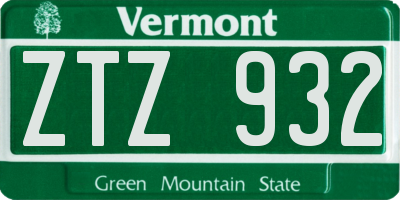 VT license plate ZTZ932