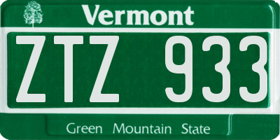VT license plate ZTZ933