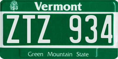VT license plate ZTZ934
