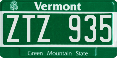 VT license plate ZTZ935