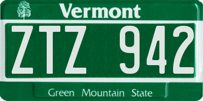 VT license plate ZTZ942
