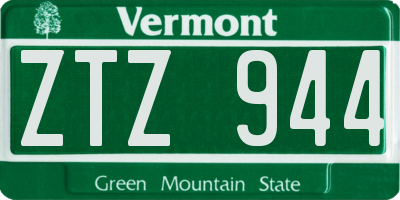VT license plate ZTZ944