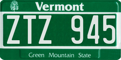 VT license plate ZTZ945