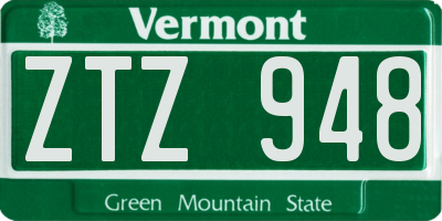 VT license plate ZTZ948