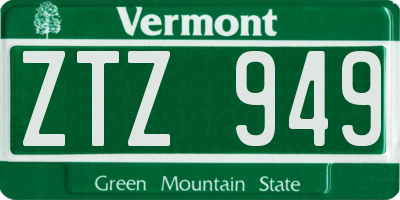 VT license plate ZTZ949