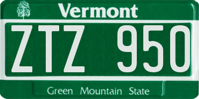 VT license plate ZTZ950