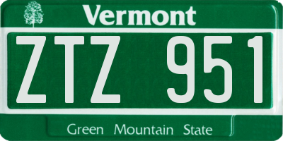 VT license plate ZTZ951