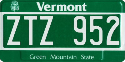 VT license plate ZTZ952
