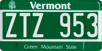 VT license plate ZTZ953