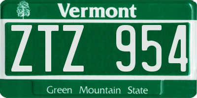 VT license plate ZTZ954