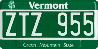 VT license plate ZTZ955