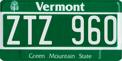 VT license plate ZTZ960