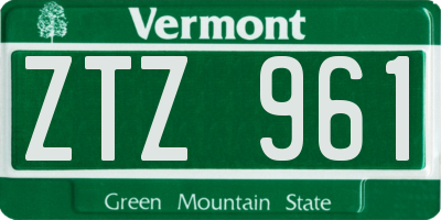 VT license plate ZTZ961