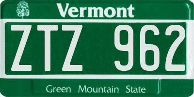 VT license plate ZTZ962