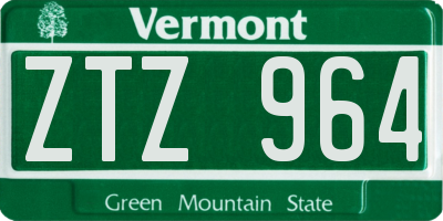VT license plate ZTZ964