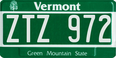 VT license plate ZTZ972