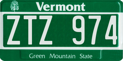 VT license plate ZTZ974