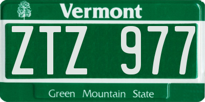VT license plate ZTZ977