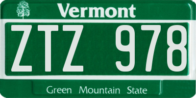 VT license plate ZTZ978