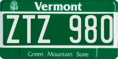 VT license plate ZTZ980