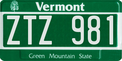 VT license plate ZTZ981