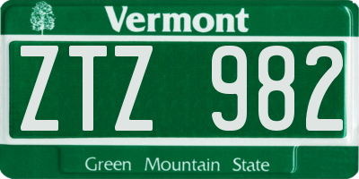 VT license plate ZTZ982
