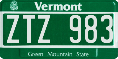 VT license plate ZTZ983
