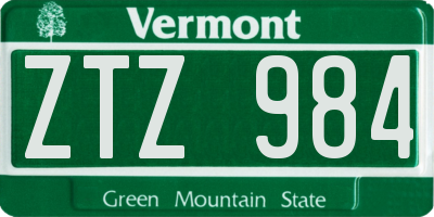 VT license plate ZTZ984