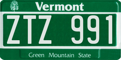 VT license plate ZTZ991