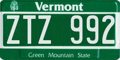 VT license plate ZTZ992