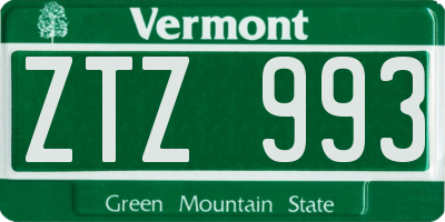VT license plate ZTZ993
