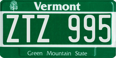 VT license plate ZTZ995