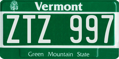 VT license plate ZTZ997
